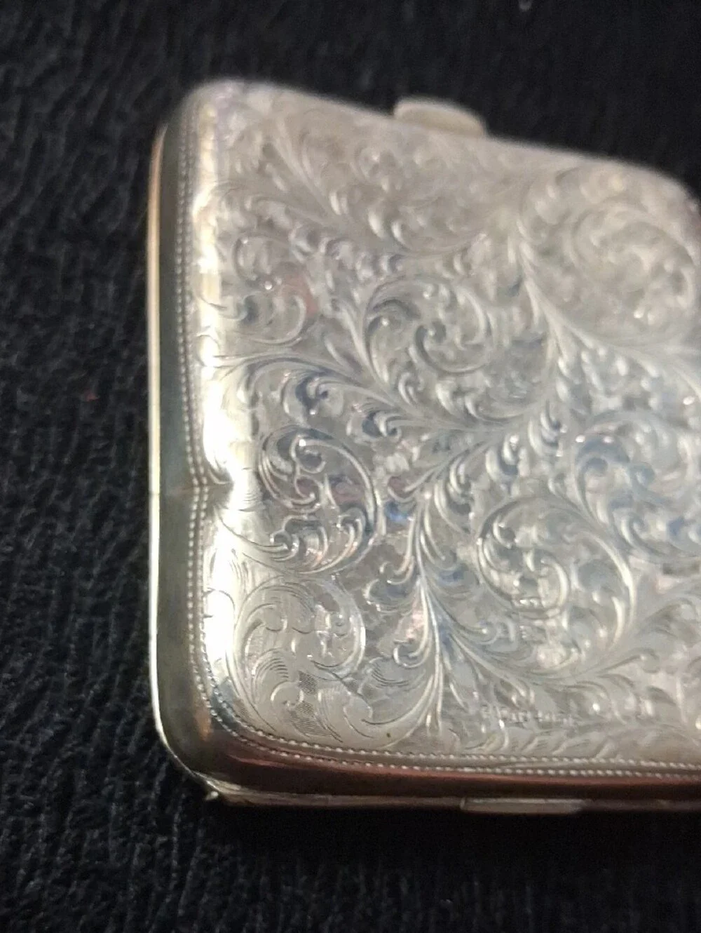 Antique Engraved Sterling Silver Men's Card Case